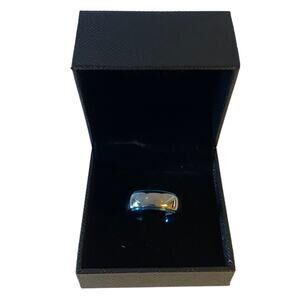 Tusen Tungsten Carbide Men's Silver & Blue Dome Wedding Ring Size 8